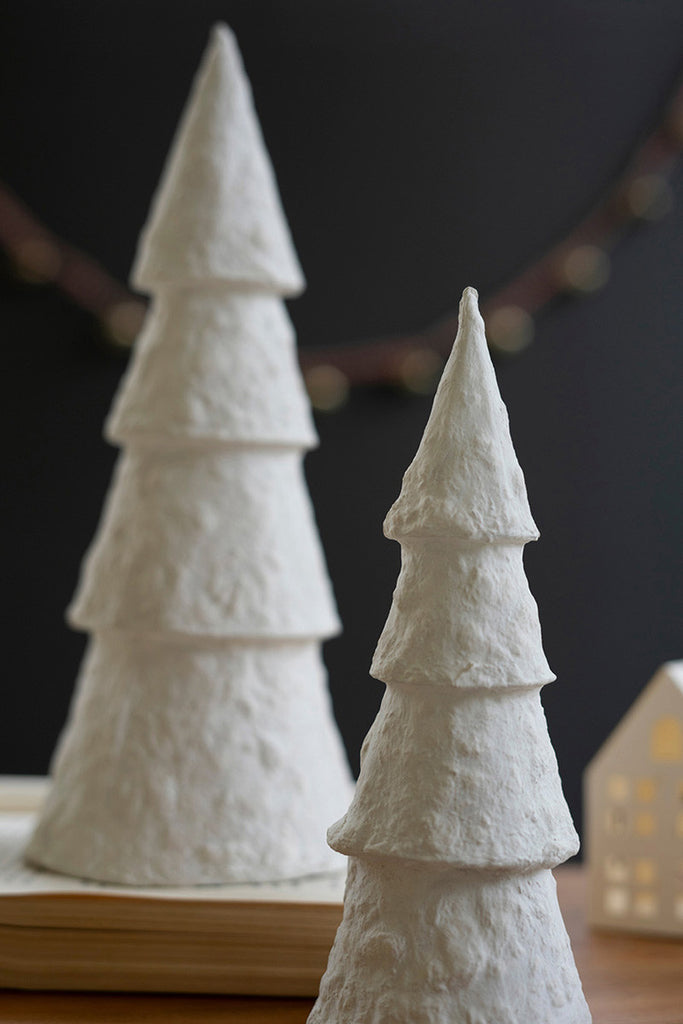 2 Paper Mache Christmas Trees, Set of 2 - Bombay Mercantile