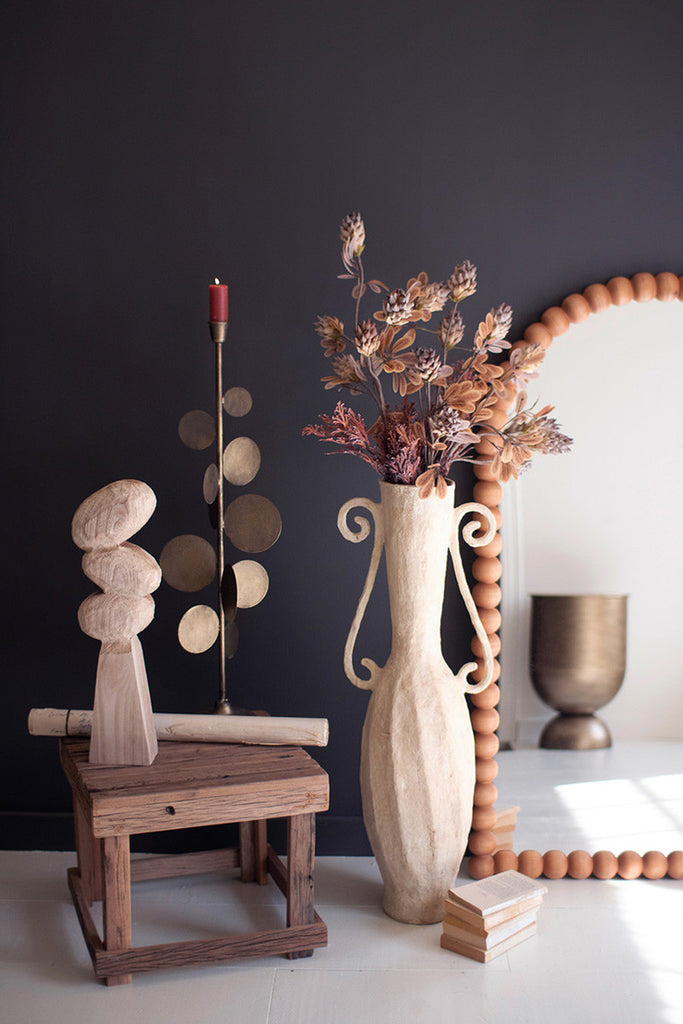 Tall Paper Mache Vase with Two Handles - Bombay Mercantile