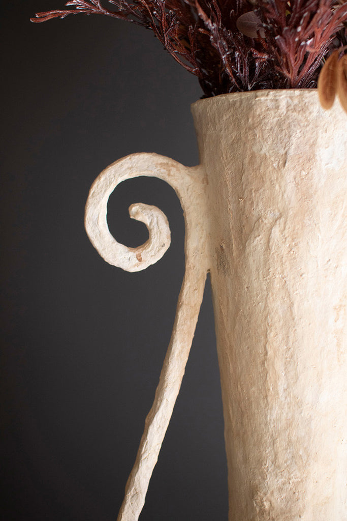 Tall Paper Mache Vase with Two Handles - Bombay Mercantile