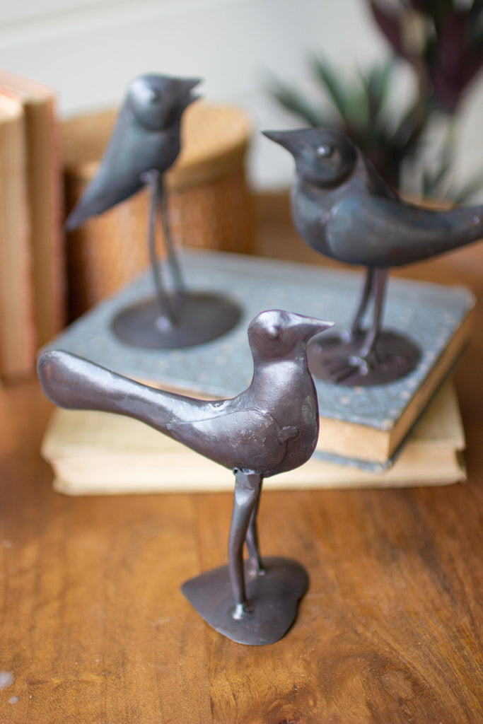 Set of 3 Black Antique Iron Birds - Bombay Mercantile
