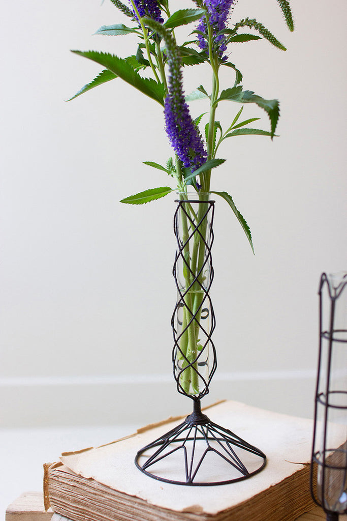 Set of 3 Wire Wrapped Glass Bud Vases - Bombay Mercantile