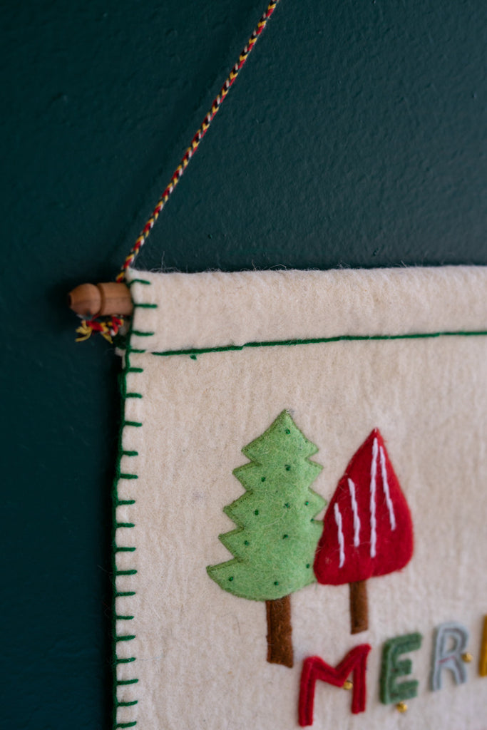 Felt Merry Christmas Door Hanger, Set of 2 - Bombay Mercantile