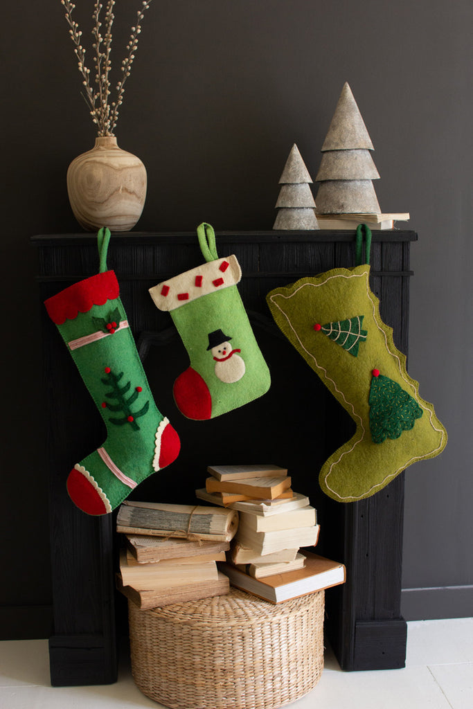 Felt Christmas Stocking #3, Set of 2 - Bombay Mercantile