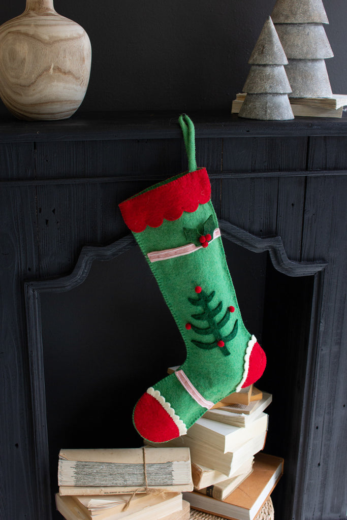 Felt Christmas Stocking #1, Set of 2 - Bombay Mercantile