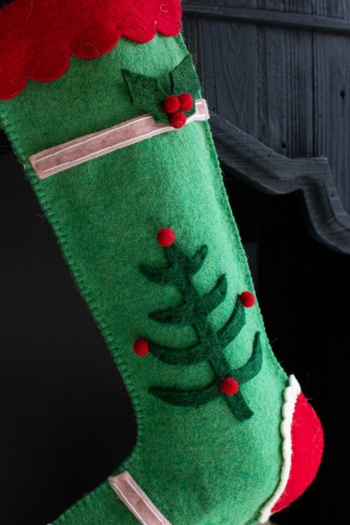 Felt Christmas Stocking #1, Set of 2 - Bombay Mercantile