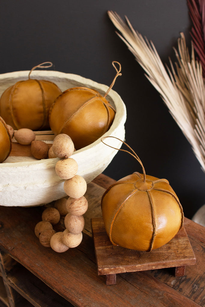 Leather Ball Christmas Ornament/Decor, Set of 4 - Bombay Mercantile