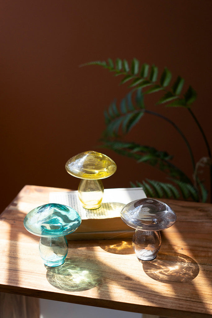 3 Glass Mushrooms, Set of 2 - Bombay Mercantile