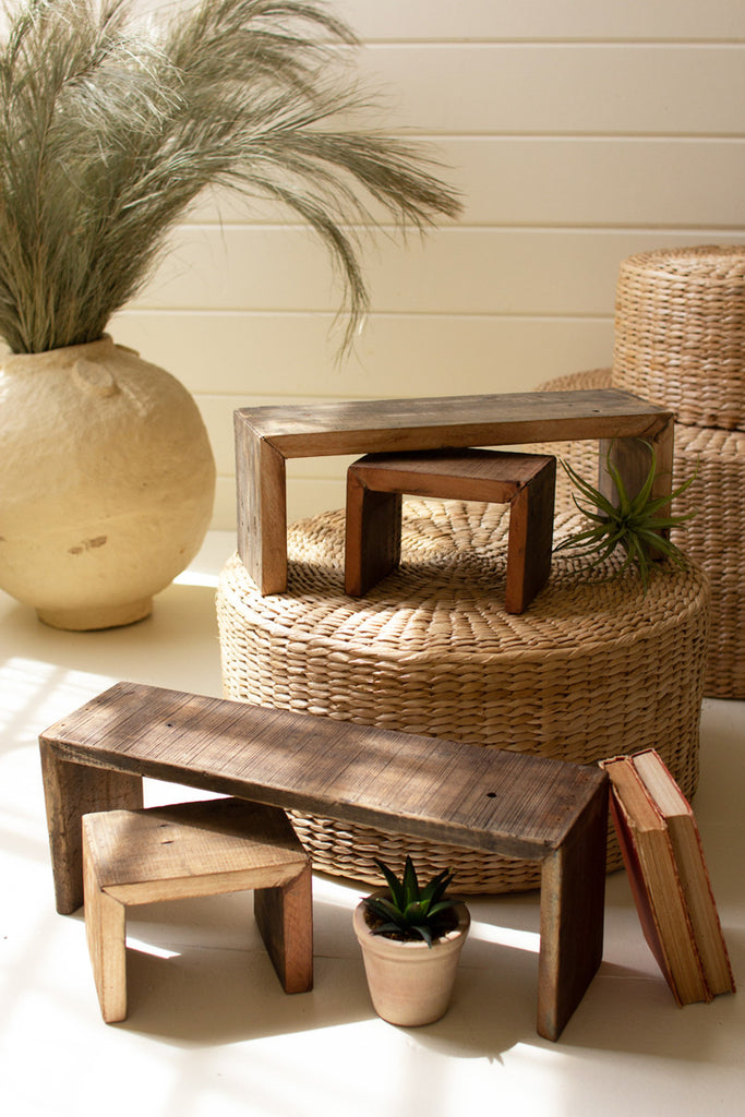 Set of 4 Recycled Wood Nesting Rectangle Risers - Bombay Mercantile