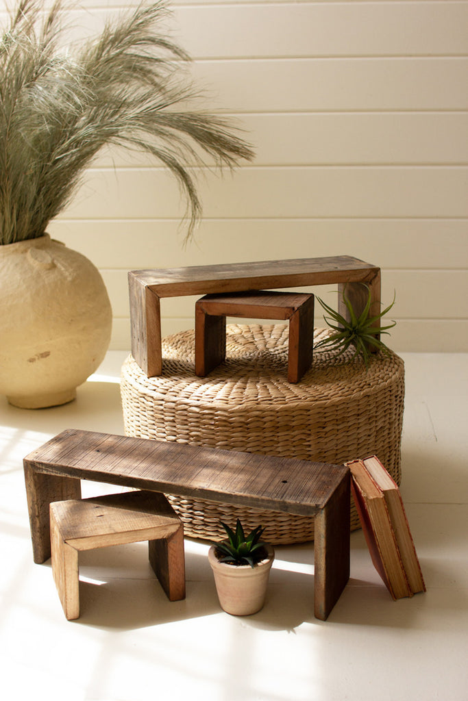 Set of 4 Recycled Wood Nesting Rectangle Risers - Bombay Mercantile