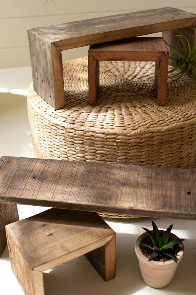 Set of 4 Recycled Wood Nesting Rectangle Risers - Bombay Mercantile
