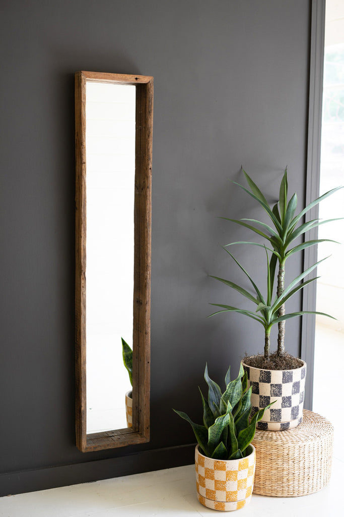 Recycled Wood Shadow Box Framed Mirror - Bombay Mercantile