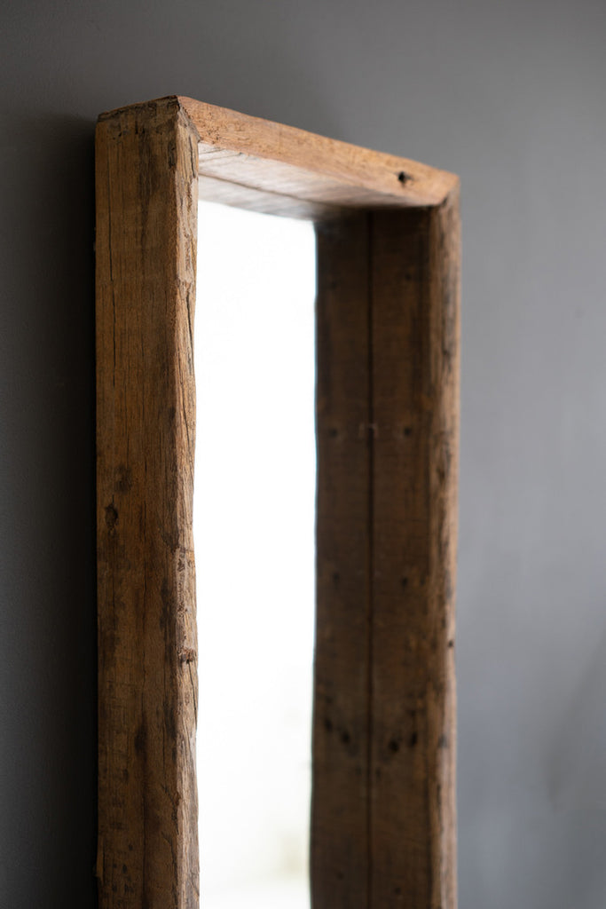 Recycled Wood Shadow Box Framed Mirror - Bombay Mercantile