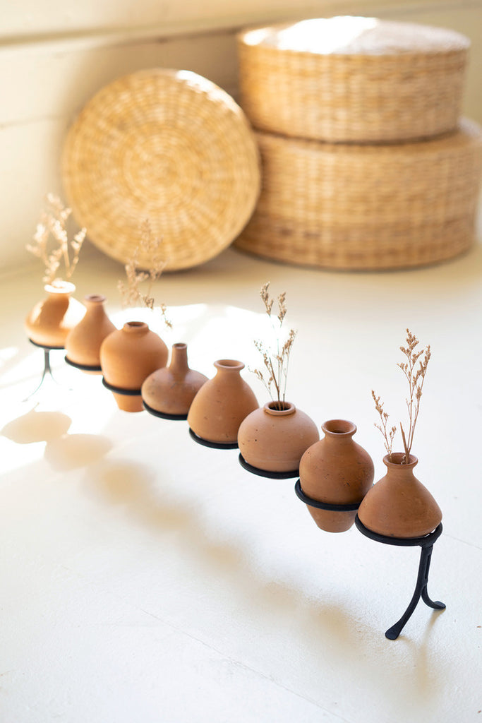 Eight Clay Vessels on an Iron Base - Bombay Mercantile