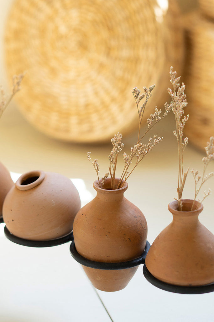 Eight Clay Vessels on an Iron Base - Bombay Mercantile