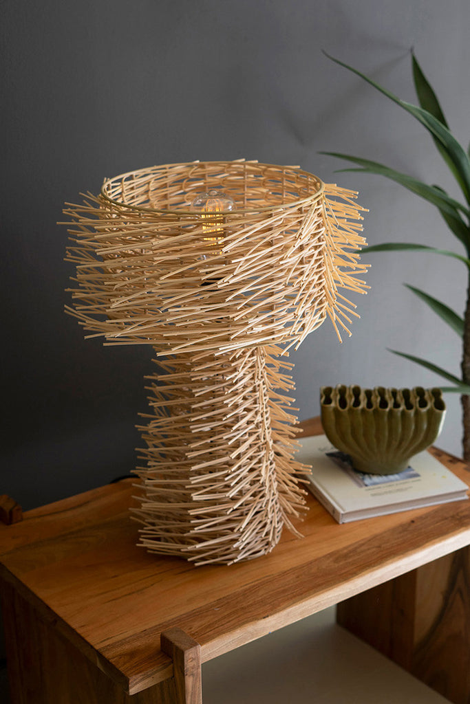 Cane Table Lamp with Cane Shade - Bombay Mercantile