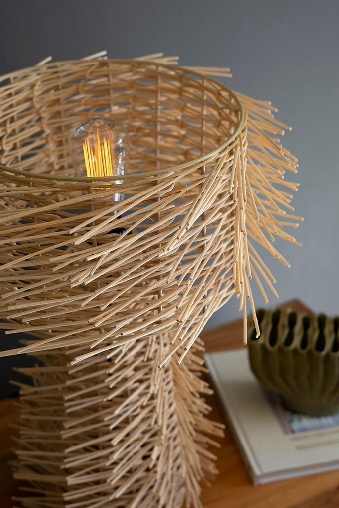 Cane Table Lamp with Cane Shade - Bombay Mercantile