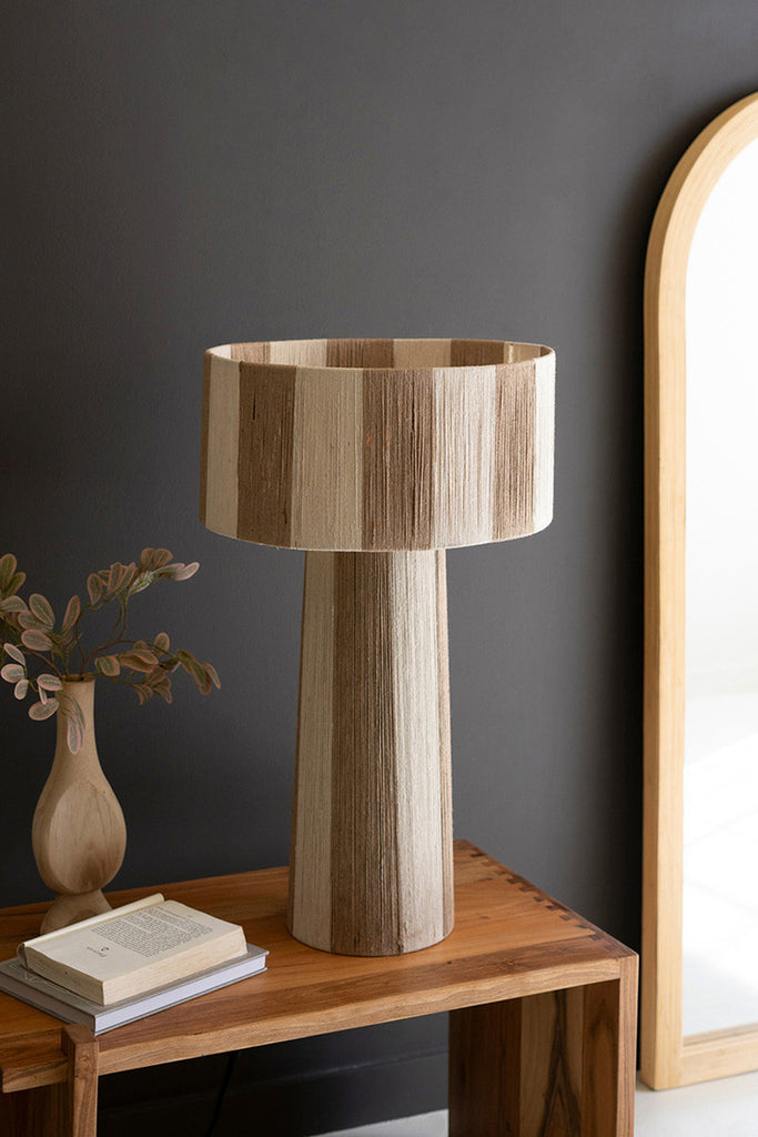 Natural and Khaki Jute Table Lamp with Shade - Bombay Mercantile