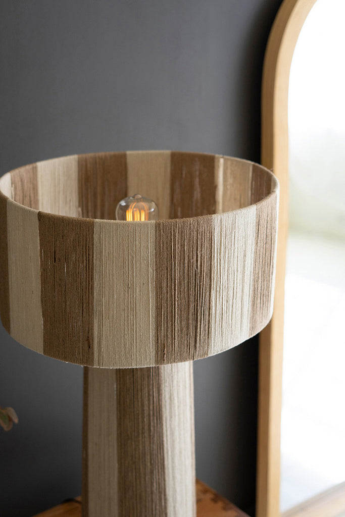 Natural and Khaki Jute Table Lamp with Shade - Bombay Mercantile