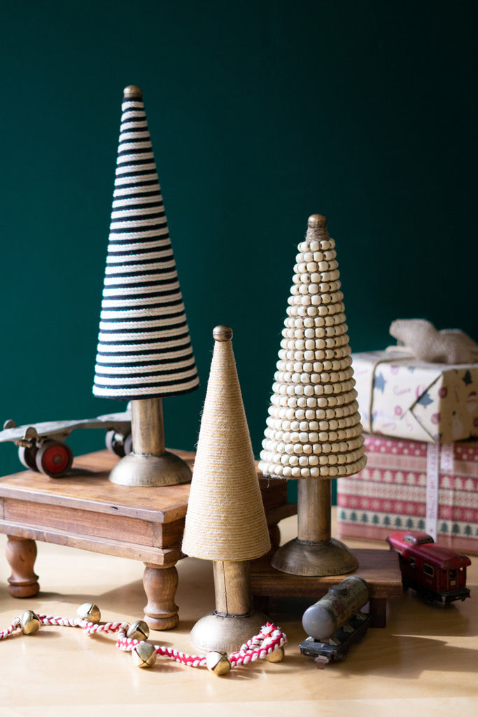 Set of 3 Tabletop Christmas Tree Topiaries - Bombay Mercantile