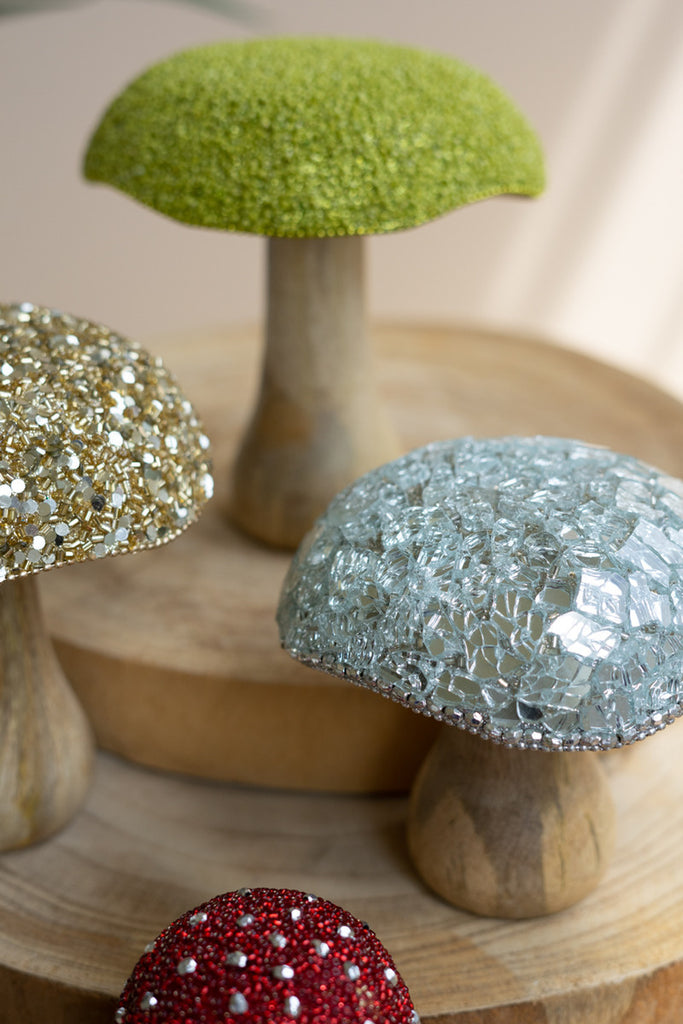 Set of 5 Mushrooms with Mosaic Tops - Bombay Mercantile