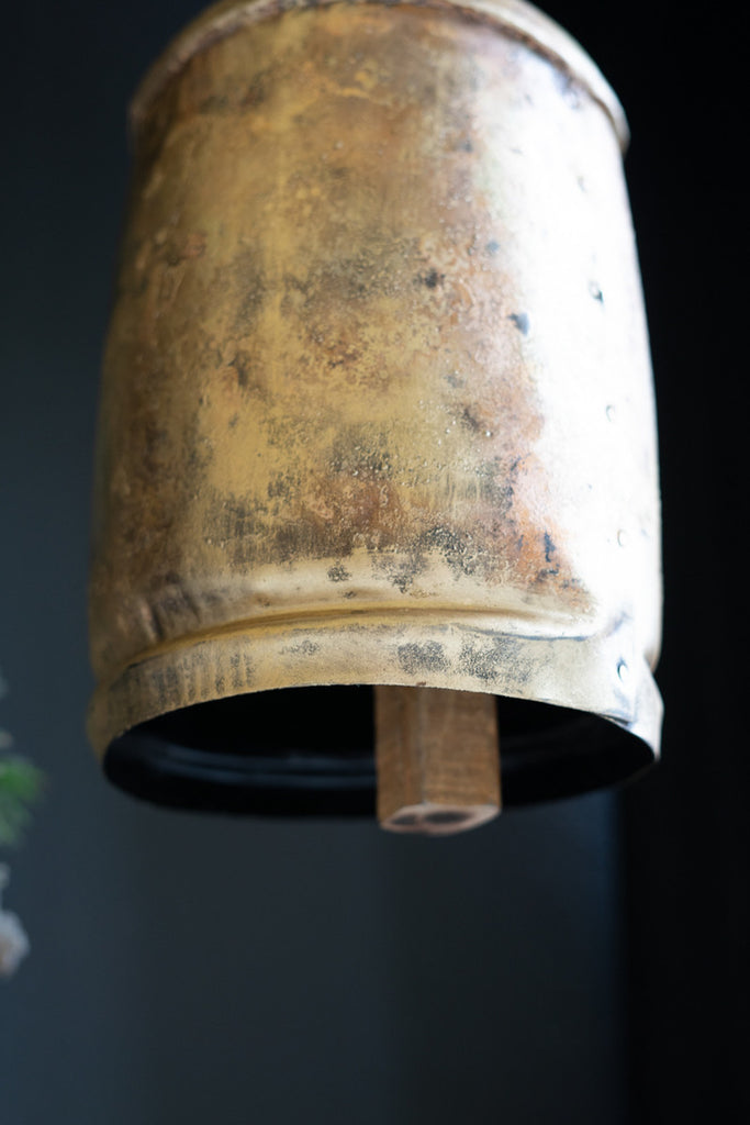 Large Antique Gold Christmas Bell, Set of 2 - Bombay Mercantile