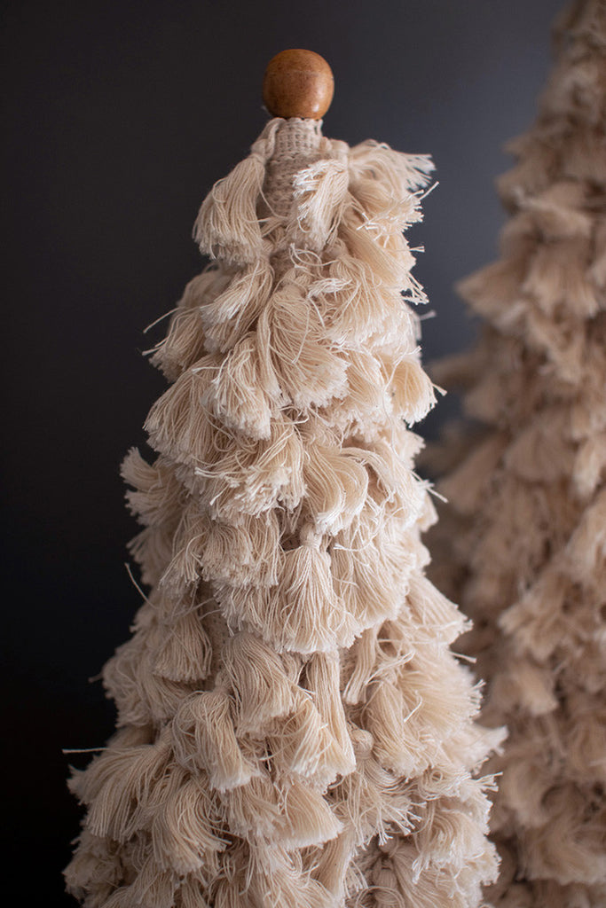 Set of 2 Cotton Tassel Christmas Trees - Bombay Mercantile