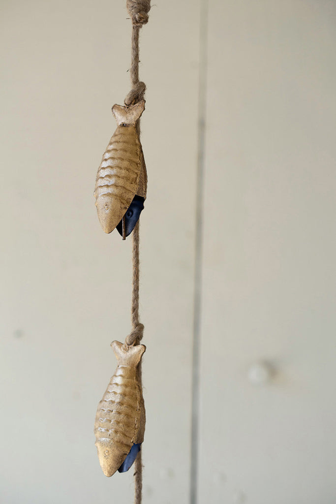 Antique Gold Fish Bell Cluster - Bombay Mercantile