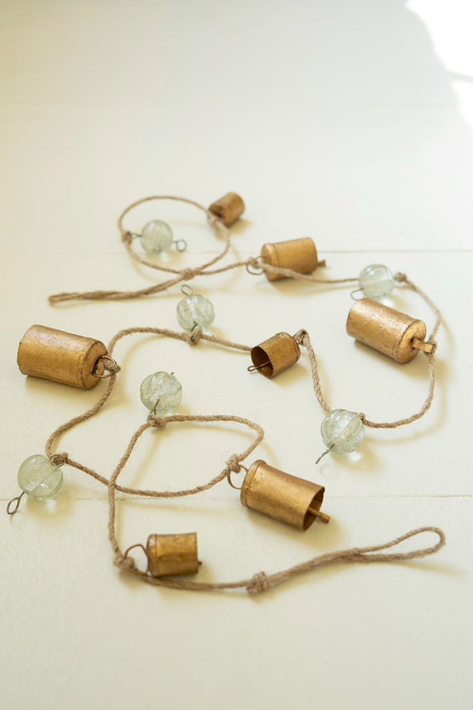 Bells and Glass Beads Garland, Set of 4 - Bombay Mercantile