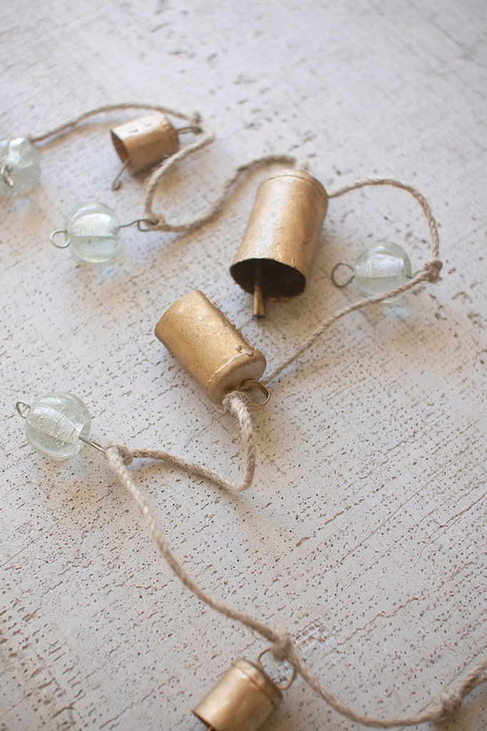 Bells and Glass Beads Garland, Set of 4 - Bombay Mercantile