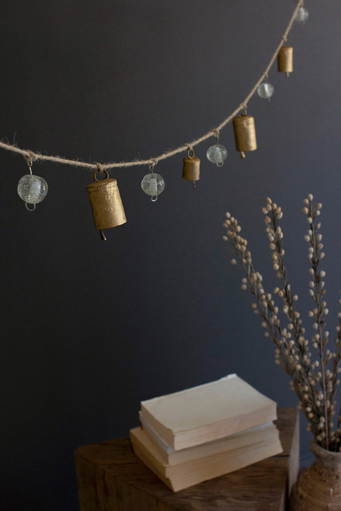 Bells and Glass Beads Garland, Set of 4 - Bombay Mercantile