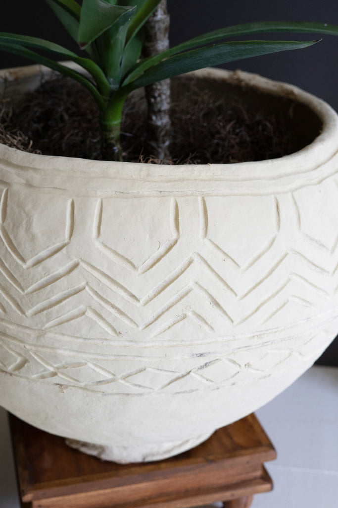 Large Round Paper Mache Planter - Bombay Mercantile