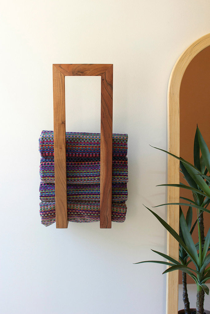 Wooden Wall Towel Rack - Bombay Mercantile