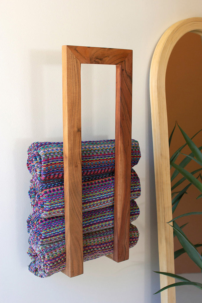 Wooden Wall Towel Rack - Bombay Mercantile