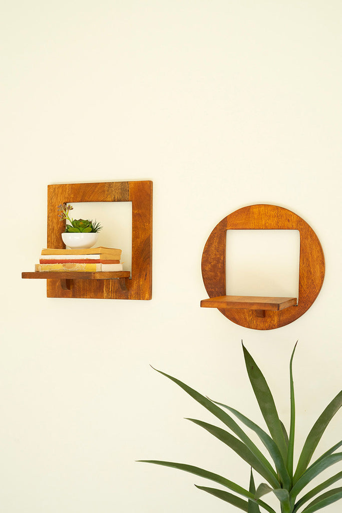 Set of 2 Folding Wall Shelves - Bombay Mercantile