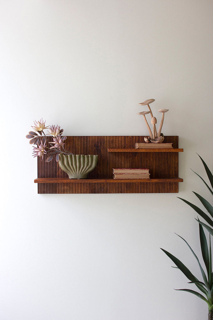 Tambour Wood Shelf - Bombay Mercantile