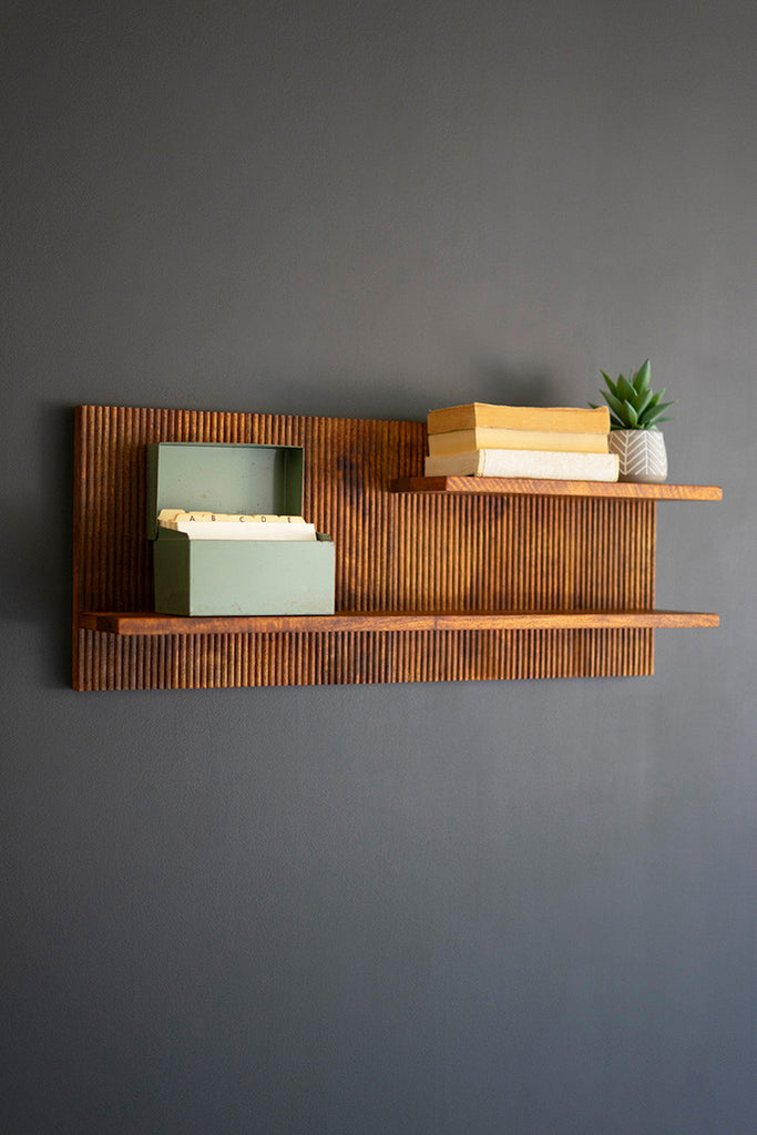 Tambour Wood Shelf - Bombay Mercantile