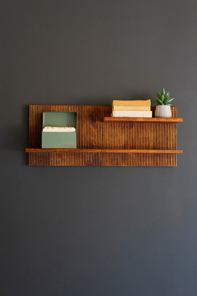 Tambour Wood Shelf - Bombay Mercantile
