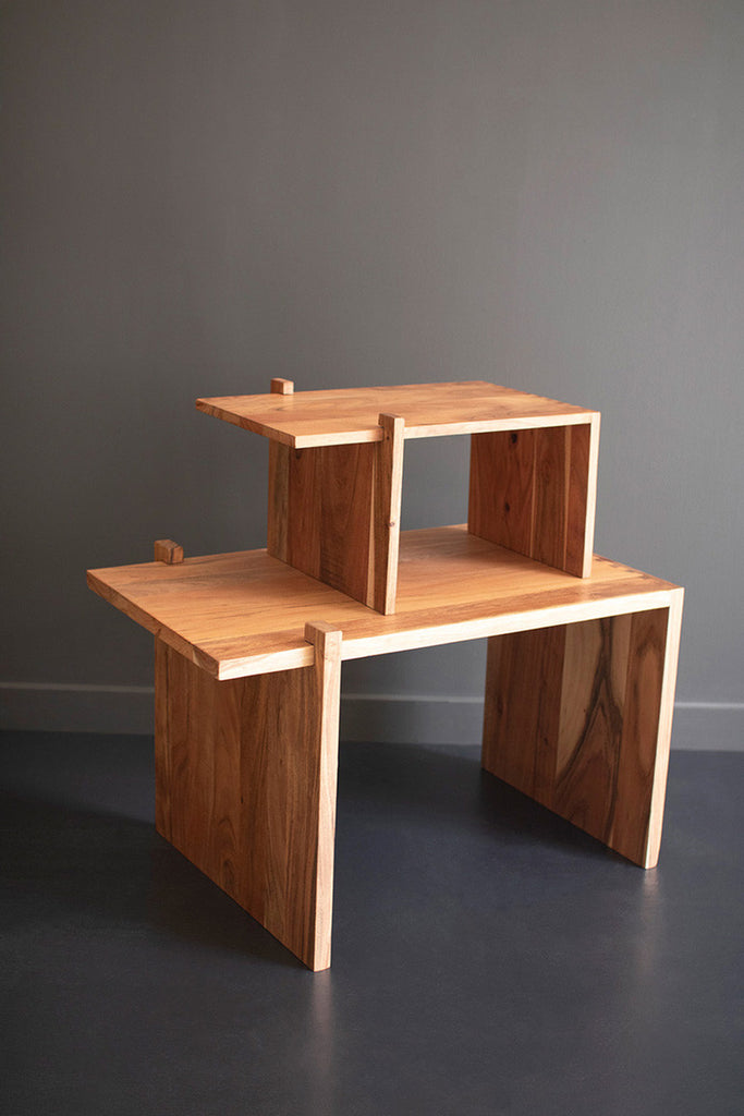 Adjustable Acacia Wood Display Riser - Bombay Mercantile