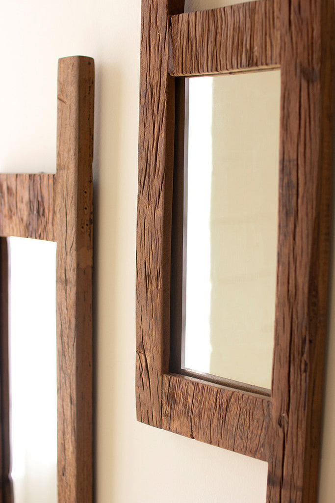 Set of 2 Recycled Wood Mirrors - Bombay Mercantile