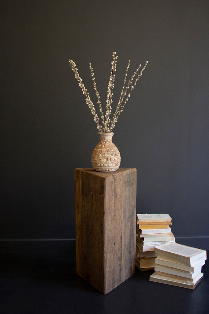 Tall Recycled Wood Triangle Accent Pedestal - Bombay Mercantile