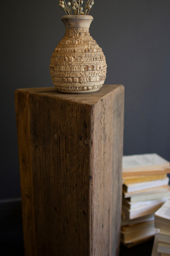 Tall Recycled Wood Triangle Accent Pedestal - Bombay Mercantile