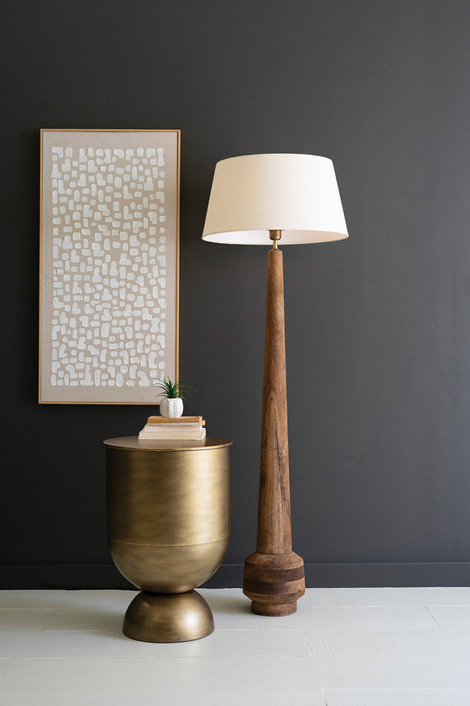 Tall Wooden Floor Lamp with Fabric Shade - Bombay Mercantile
