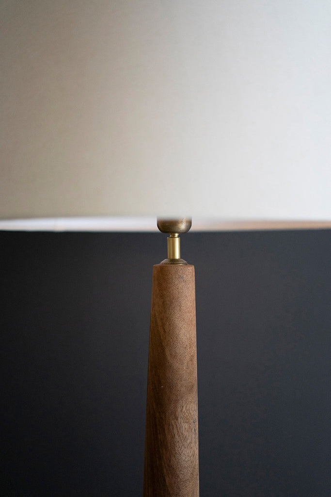 Tall Wooden Floor Lamp with Fabric Shade - Bombay Mercantile