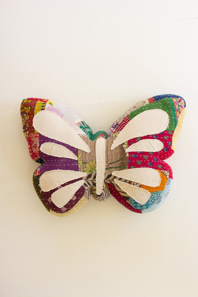 Butterfly Kantha Throw Pillow - Bombay Mercantile