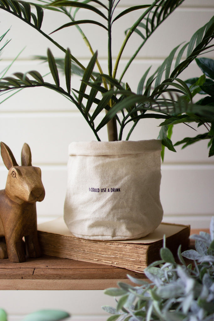 Set of 5 Canvas Planters with Sayings - Bombay Mercantile