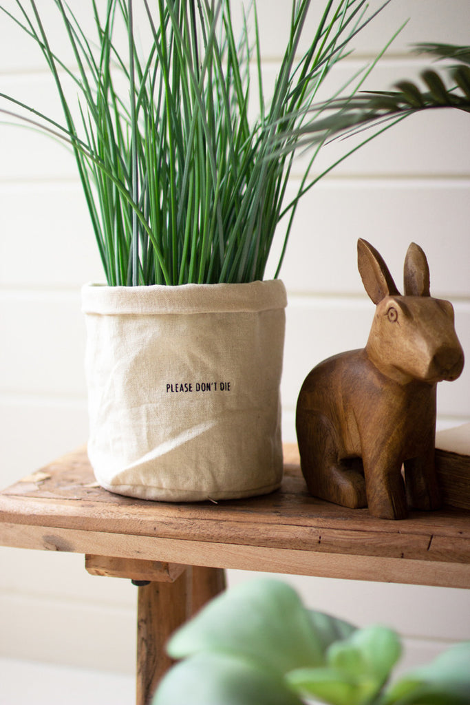 Set of 5 Canvas Planters with Sayings - Bombay Mercantile