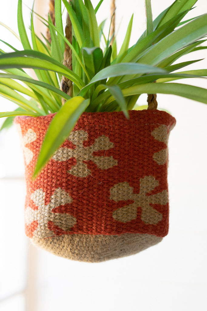 Set of 3 Hanging Printed Jute Planters - Bombay Mercantile