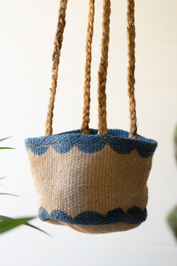 Set of 3 Hanging Printed Jute Planters - Bombay Mercantile