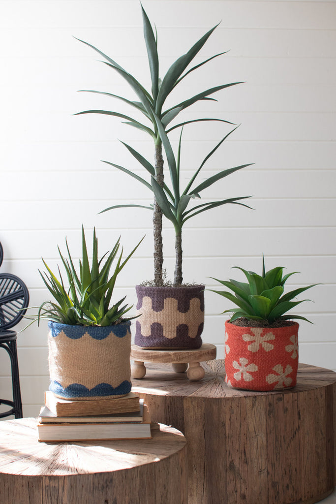 Set of 3 Printed Jute Planters - Bombay Mercantile