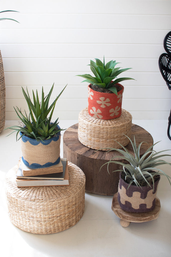 Set of 3 Printed Jute Planters - Bombay Mercantile